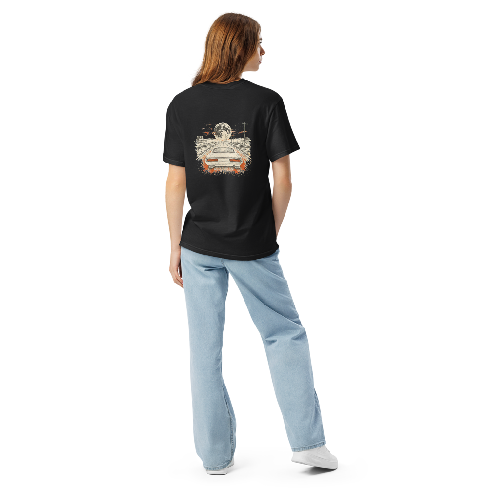 Ghost Highway tee, Black, large back graphic in cream ink