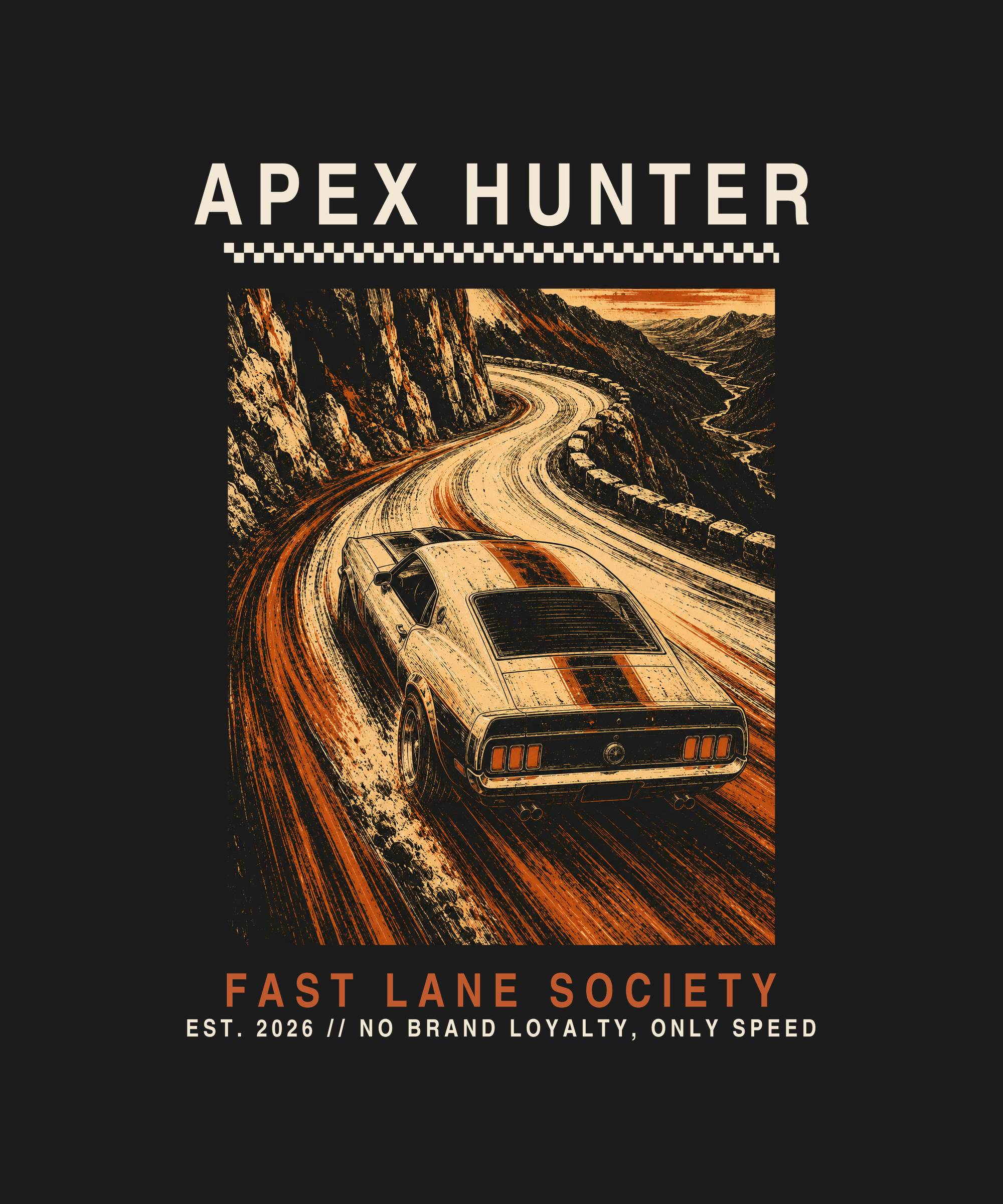 Apex Hunter print — black tee