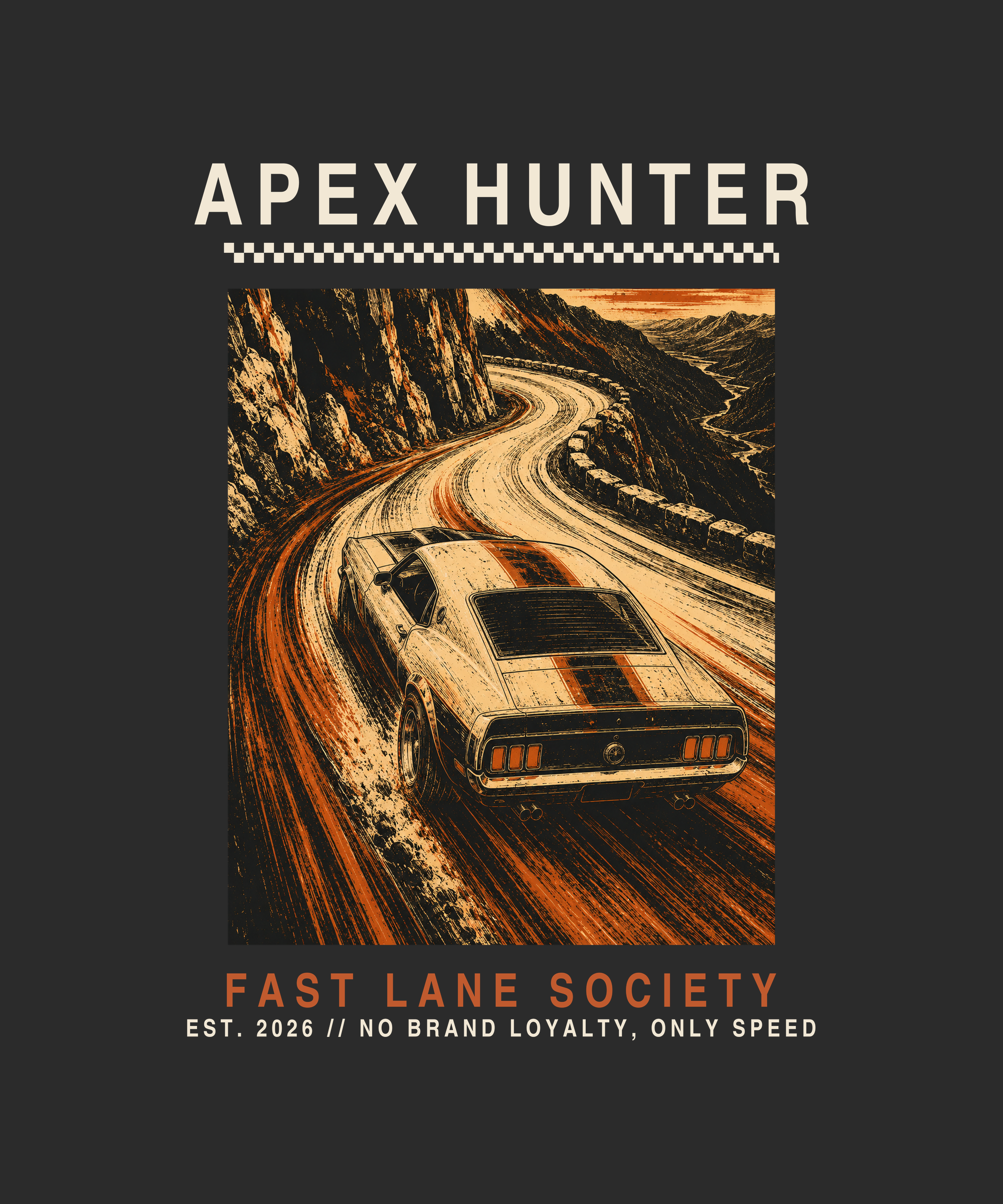 Apex Hunter print — charcoal tee
