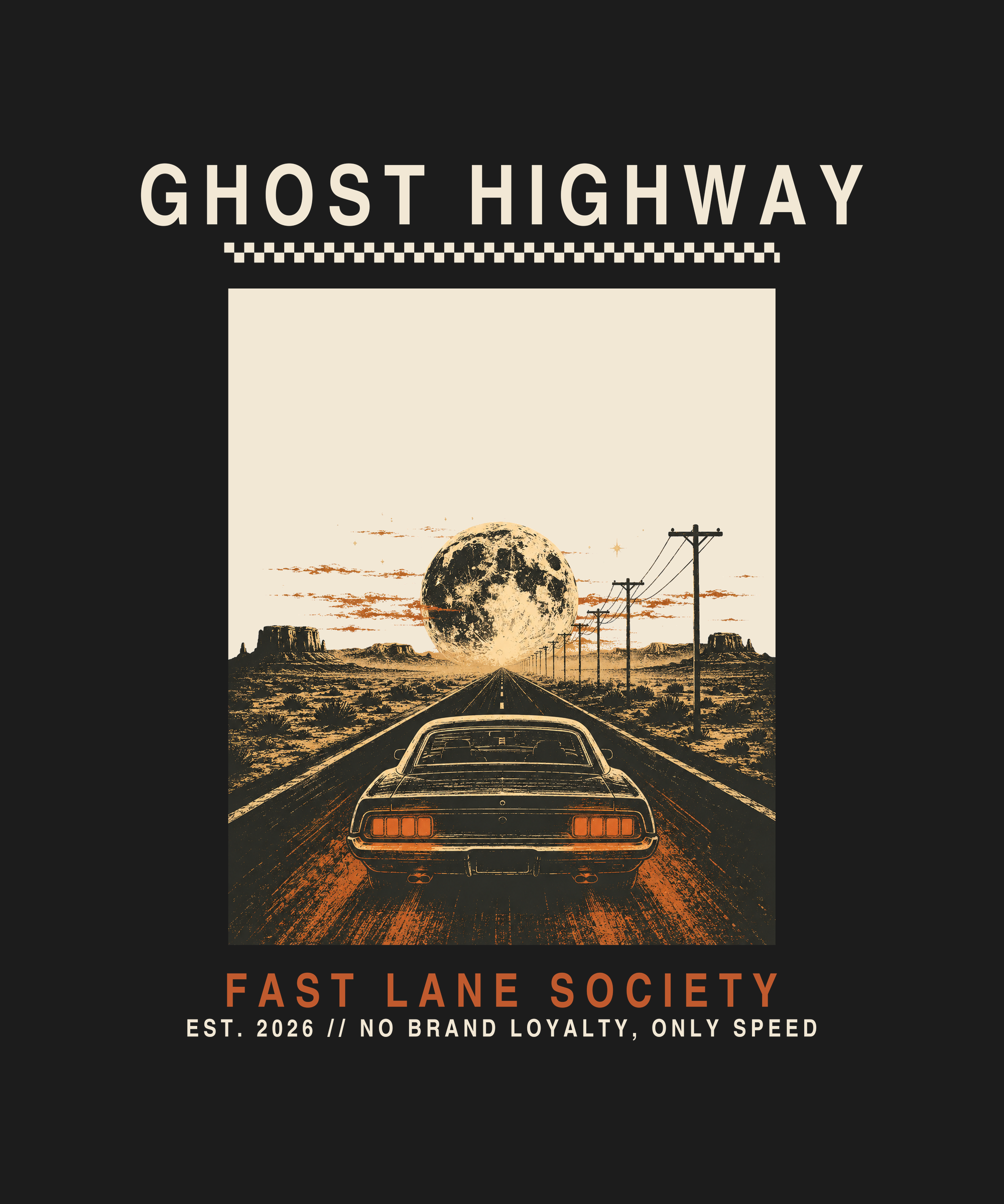 Ghost Highway graphic tee — black