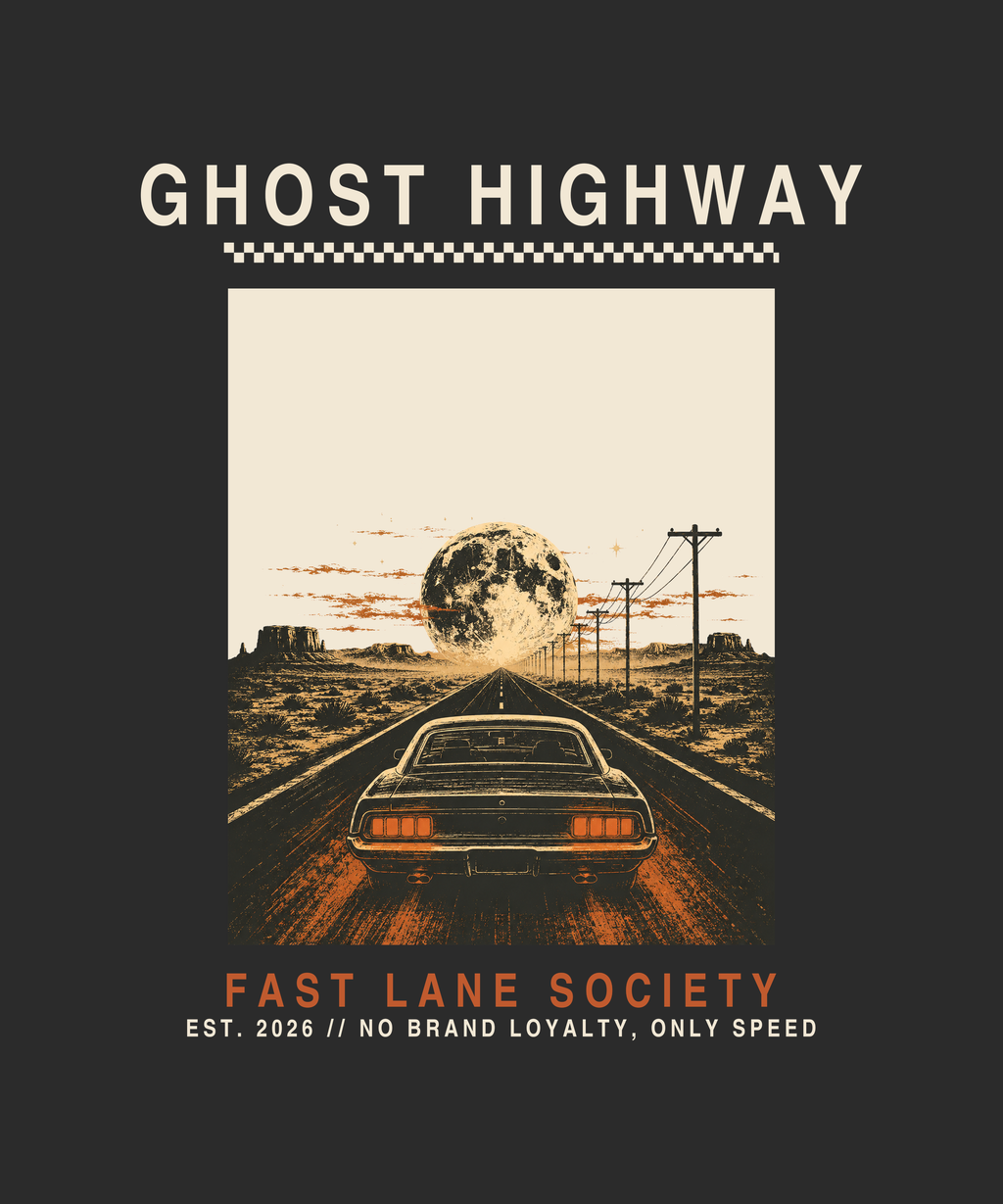 Ghost Highway graphic tee — charcoal