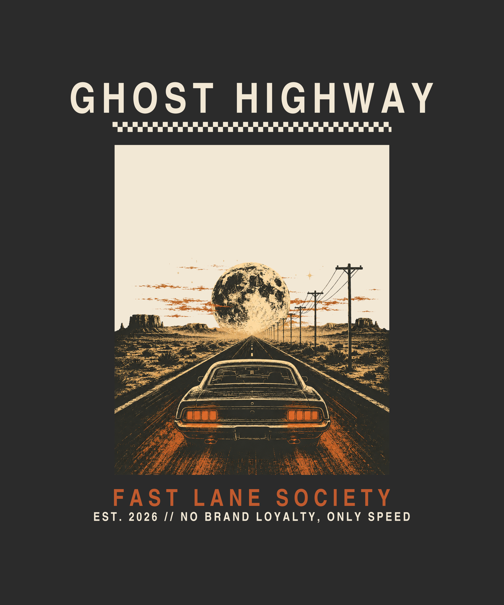 Ghost Highway graphic tee — charcoal