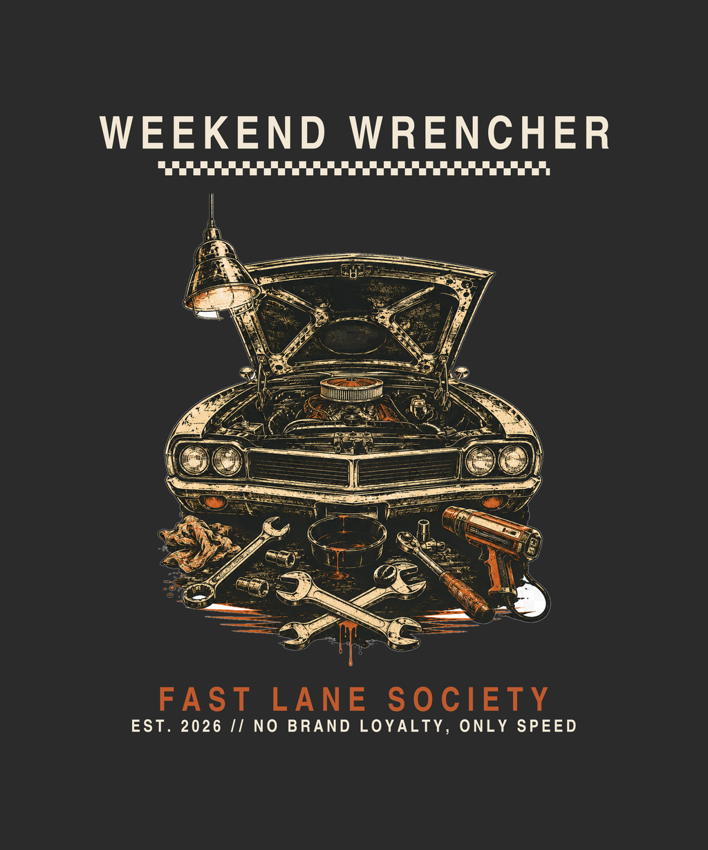 Weekend Wrencher graphic tee — charcoal